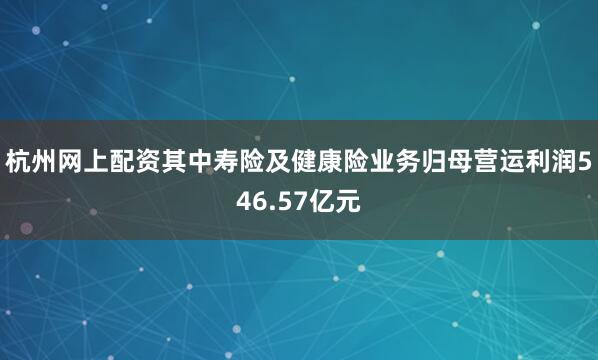 杭州网上配资其中寿险及健康险业务归母营运利润546.57亿元