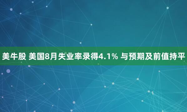 美牛股 美国8月失业率录得4.1% 与预期及前值持平
